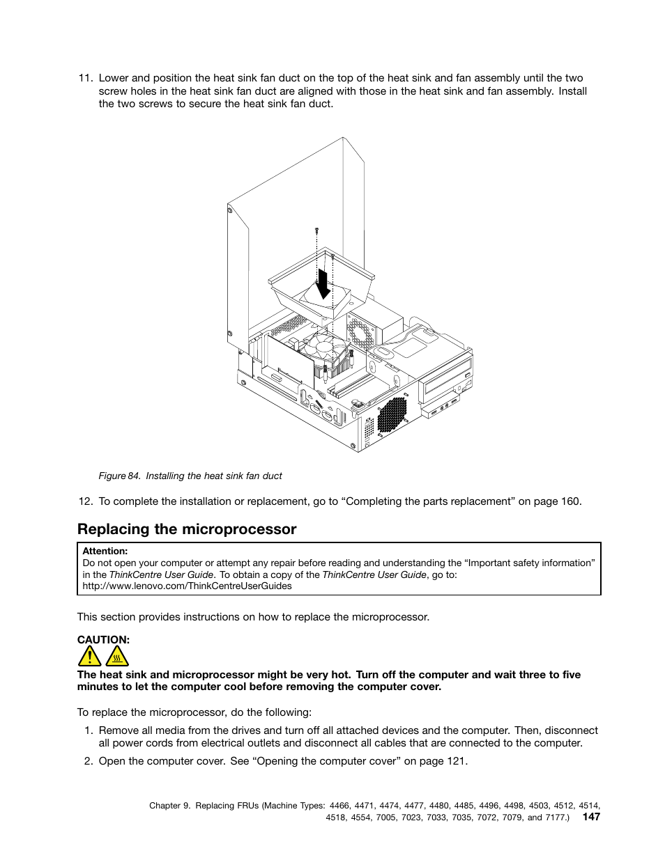 Replacing the microprocessor | Lenovo THINKCENTRE 4485 User Manual | Page 155 / 492