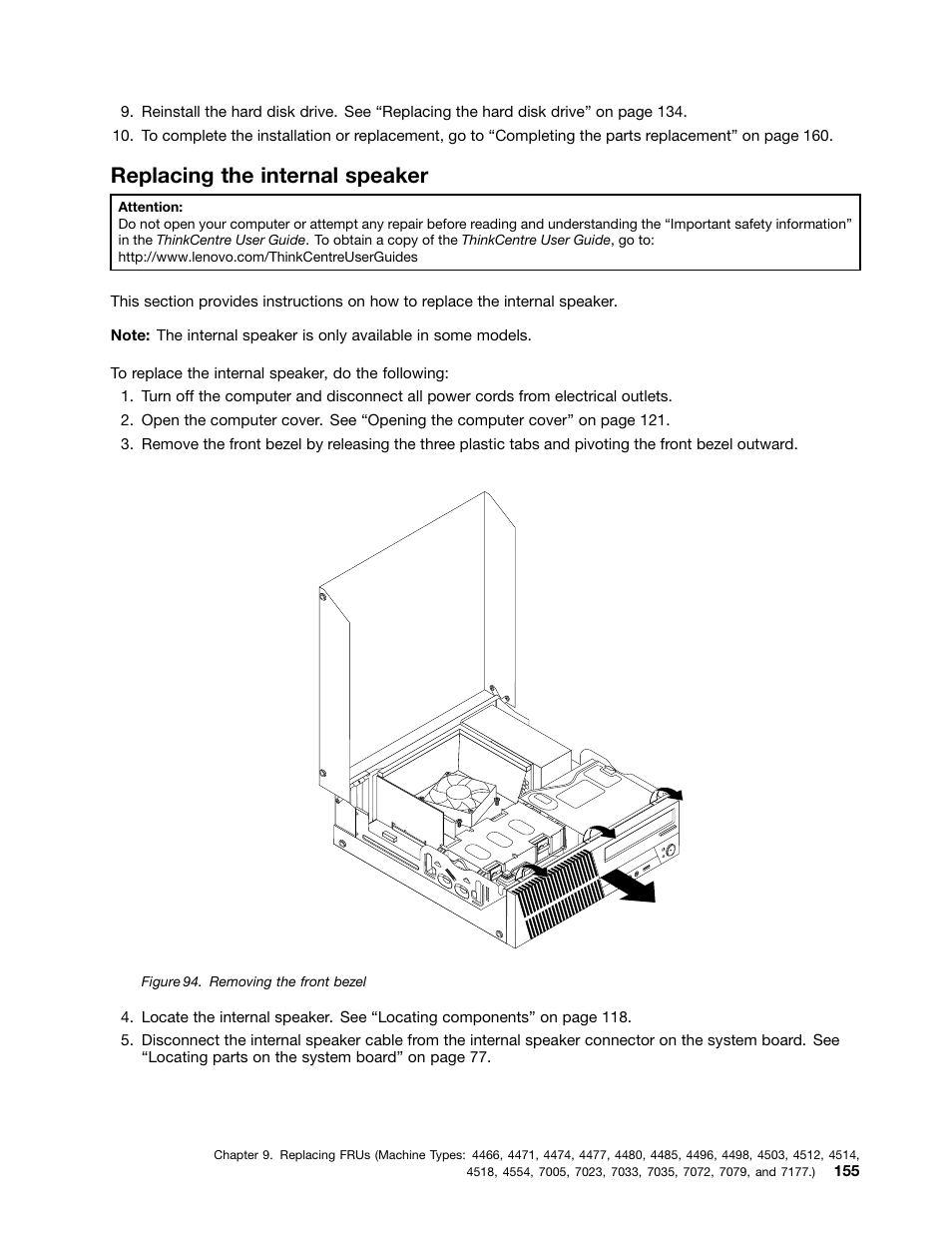 Replacing the internal speaker | Lenovo THINKCENTRE 4485 User Manual | Page 163 / 492