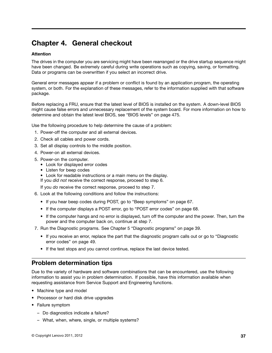 Chapter 4. general checkout, Problem determination tips | Lenovo THINKCENTRE 4485 User Manual | Page 45 / 492