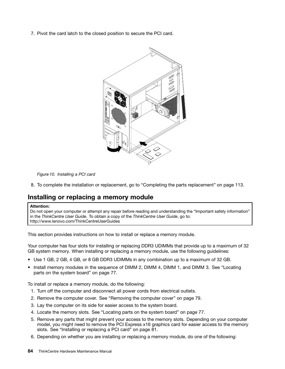 Installing or replacing a memory module | Lenovo THINKCENTRE 4485 User Manual | Page 92 / 492