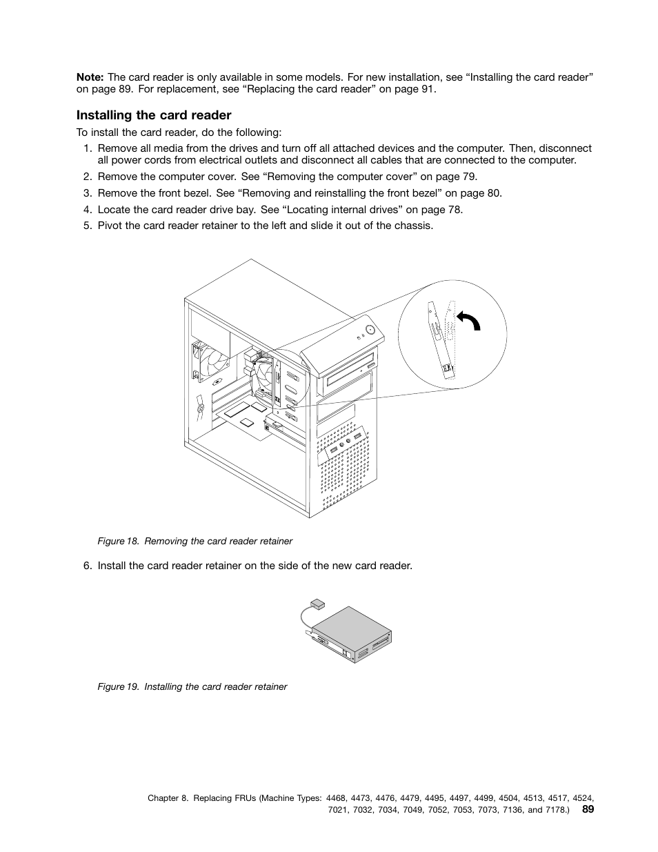 Installing the card reader | Lenovo THINKCENTRE 4485 User Manual | Page 97 / 492