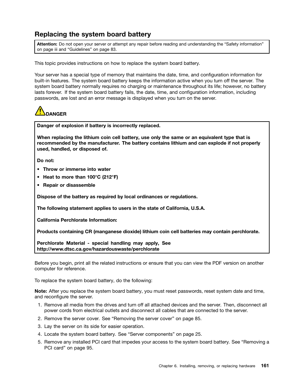 Replacing the system board battery | Lenovo THINKSERVER 392 User Manual | Page 173 / 248