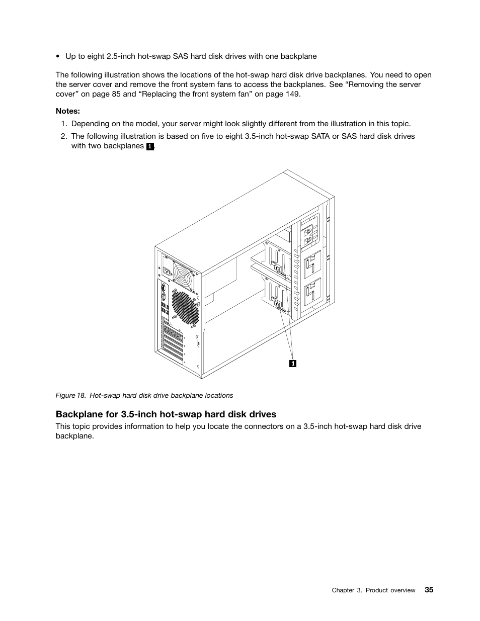 Backplane for 3.5-inch hot-swap hard disk drives | Lenovo THINKSERVER 392 User Manual | Page 47 / 248