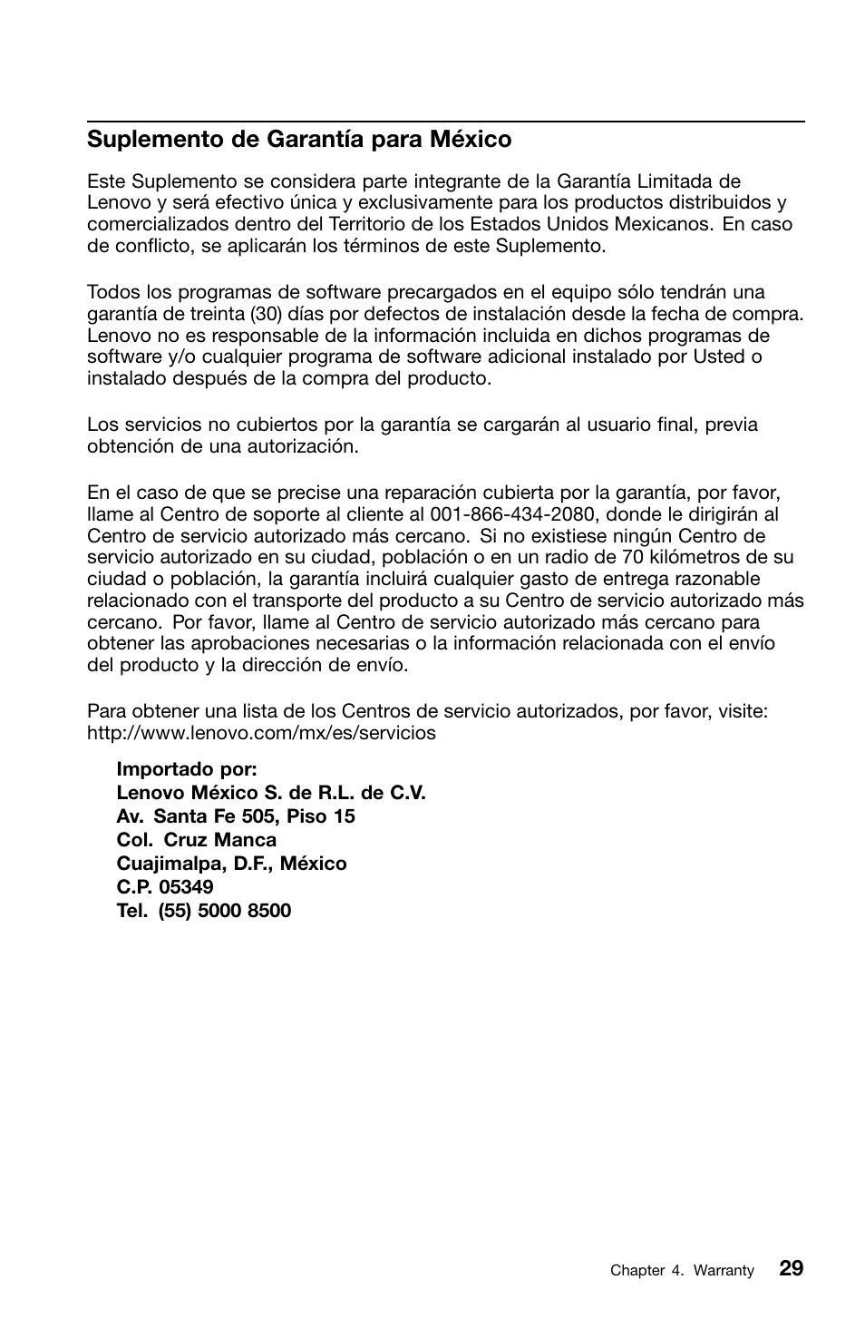Suplemento de garantía para méxico | Lenovo 0B39663 User Manual | Page 33 / 52