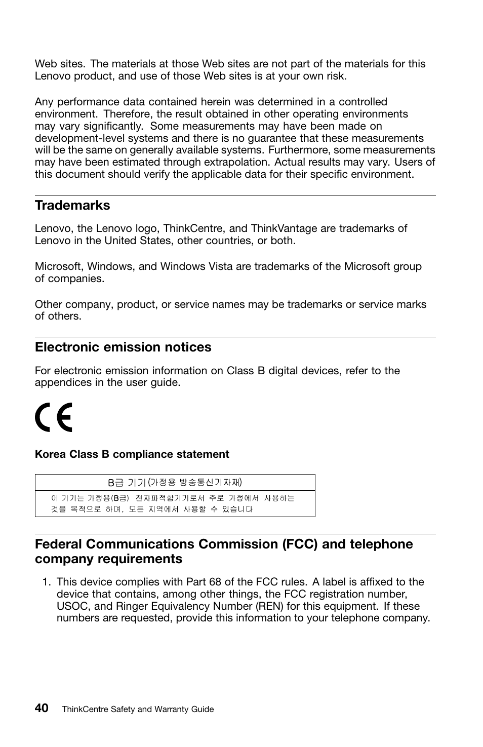 Trademarks, Electronic emission notices | Lenovo 0B39663 User Manual | Page 44 / 52