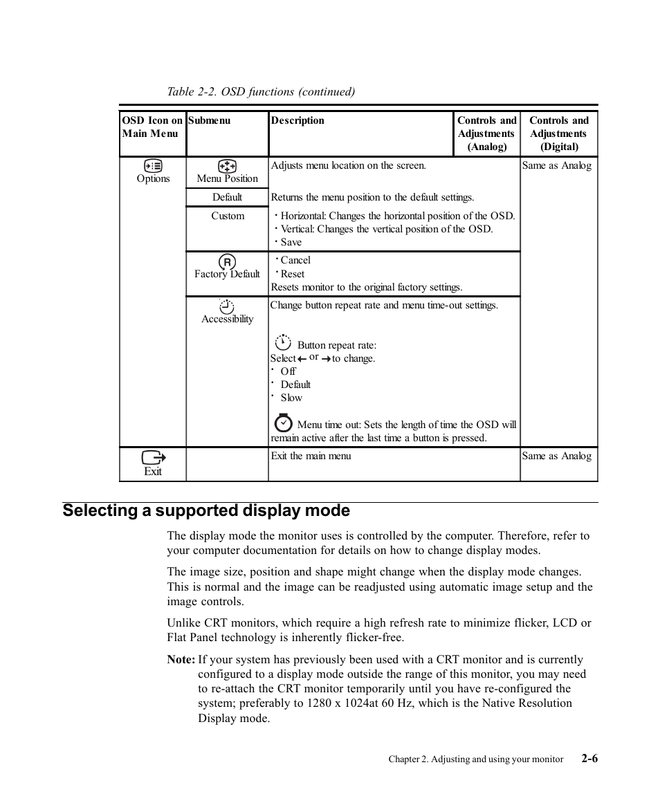 Selecting a supported display mode | Lenovo L192P User Manual | Page 17 / 35