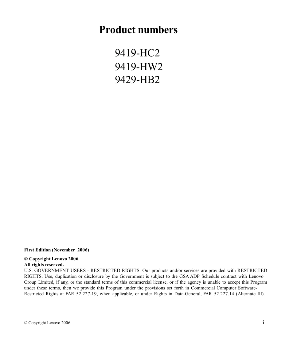 Product numbers | Lenovo L192P User Manual | Page 2 / 35