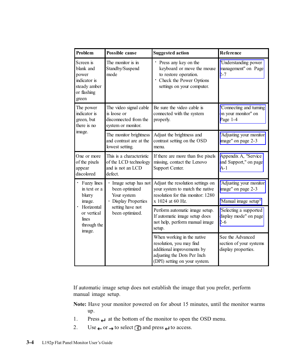 Manual image setup | Lenovo L192P User Manual | Page 24 / 35