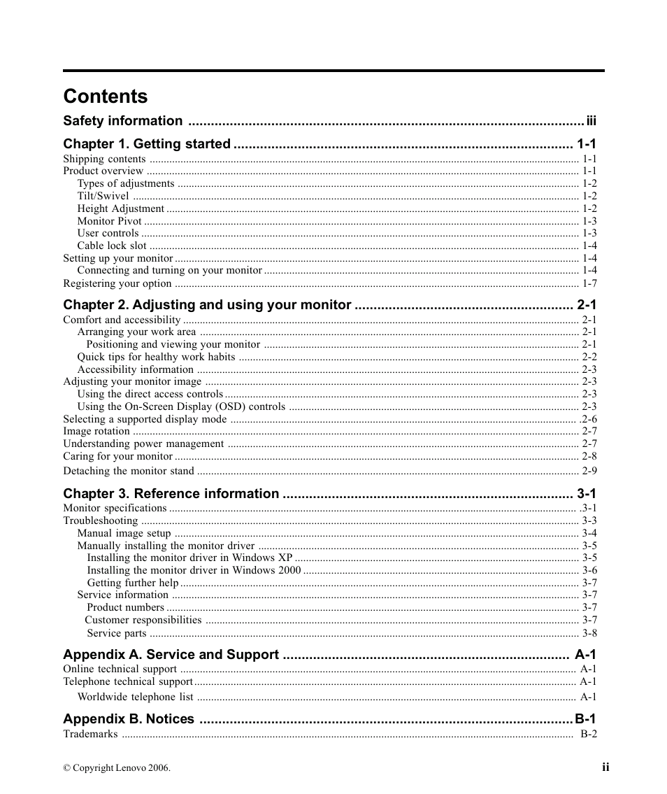 Lenovo L192P User Manual | Page 3 / 35