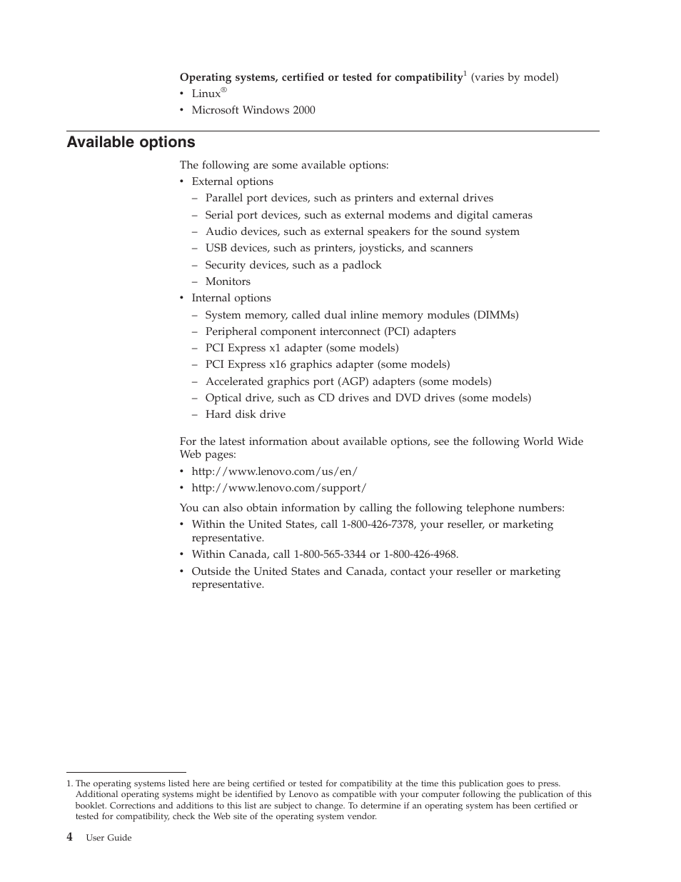 Available options, Available, Options | Lenovo ThinkVision E50 User Manual | Page 20 / 62