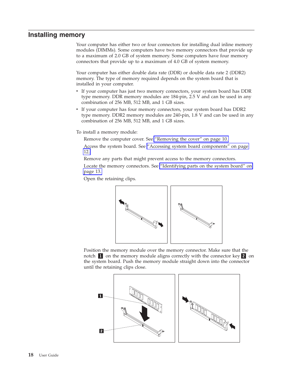 Installing memory, Installing, Memory | Lenovo ThinkVision E50 User Manual | Page 34 / 62