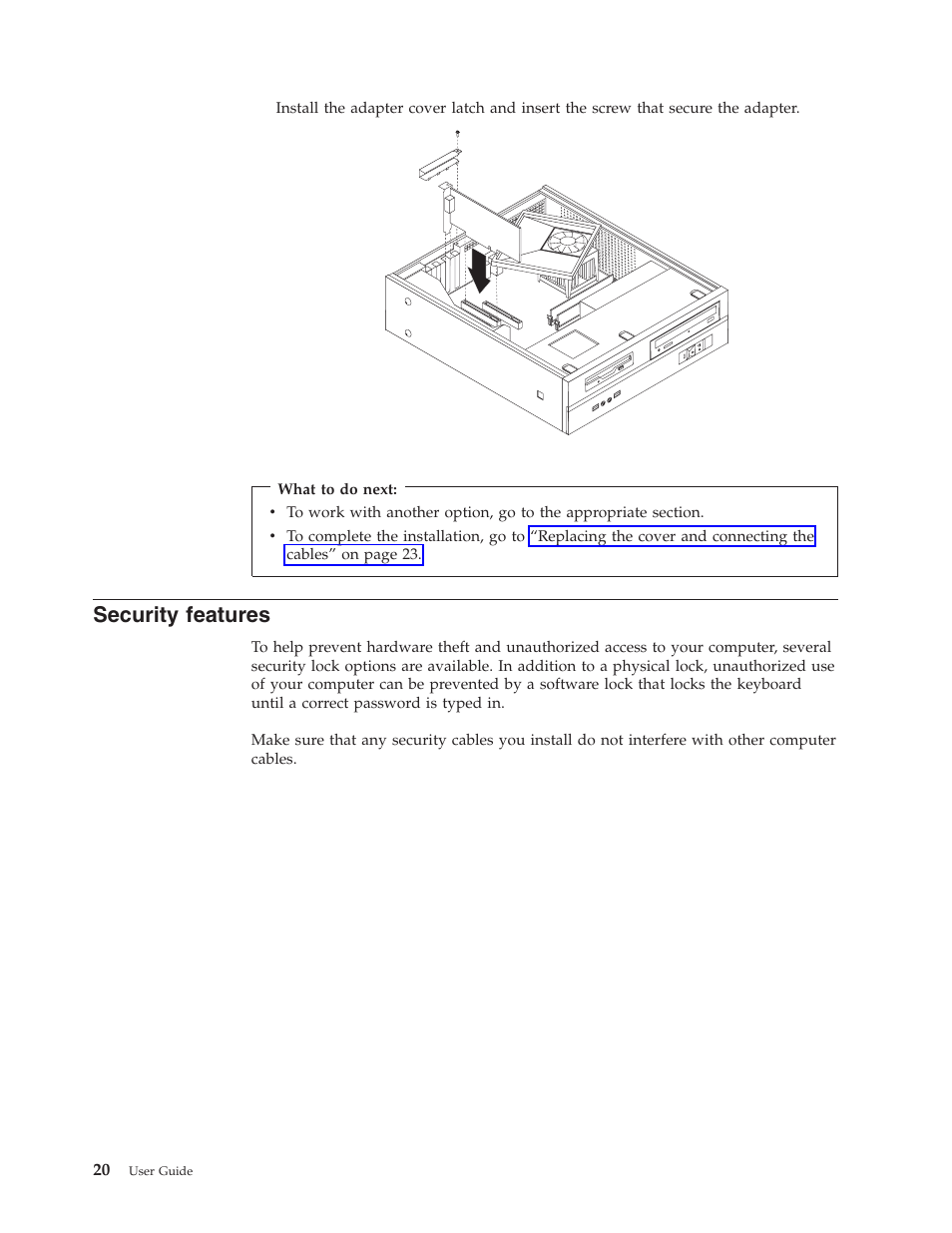 Security features, Security, Features | Lenovo ThinkVision E50 User Manual | Page 36 / 62