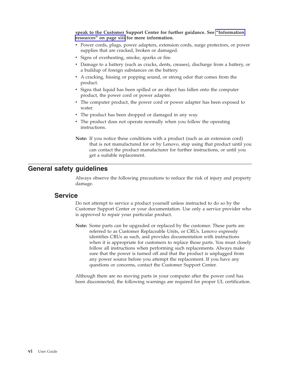 General safety guidelines, Service, General | Safety, Guidelines | Lenovo ThinkVision E50 User Manual | Page 8 / 62