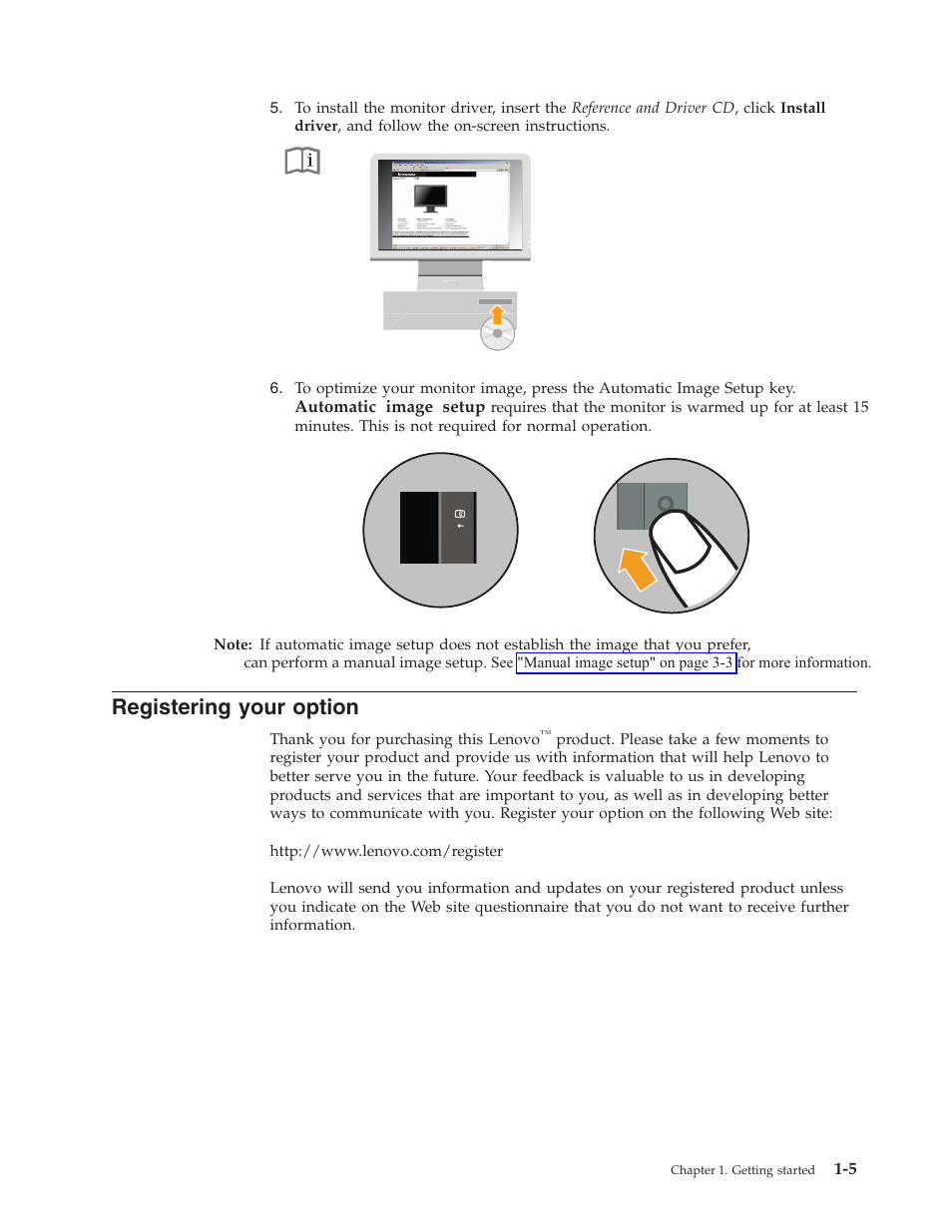 Registering your option, Registering, Your option | Your, Option | Lenovo L193 User Manual | Page 9 / 29