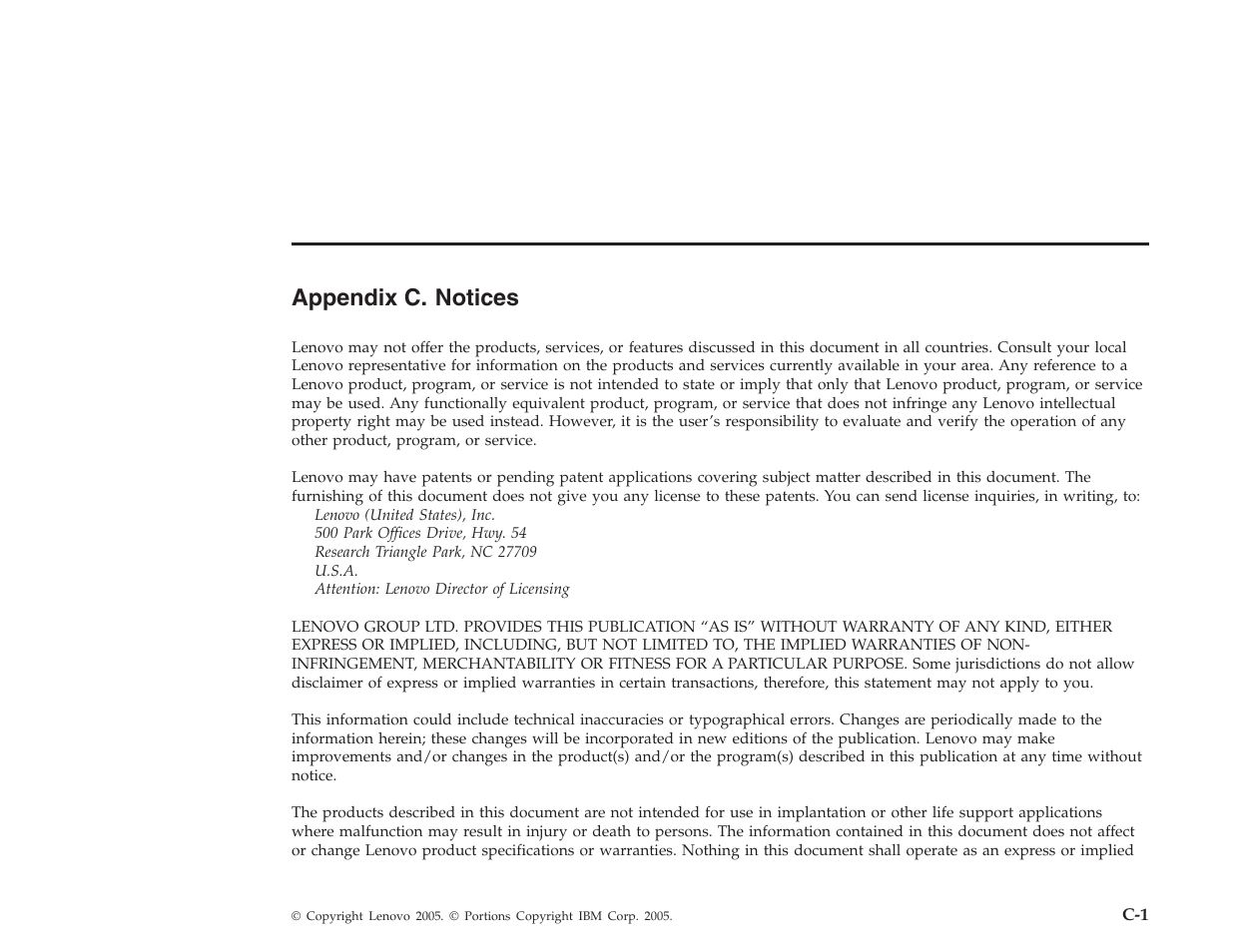 Appendix c. notices, Appendix, Notices | Lenovo E500 User Manual | Page 54 / 62