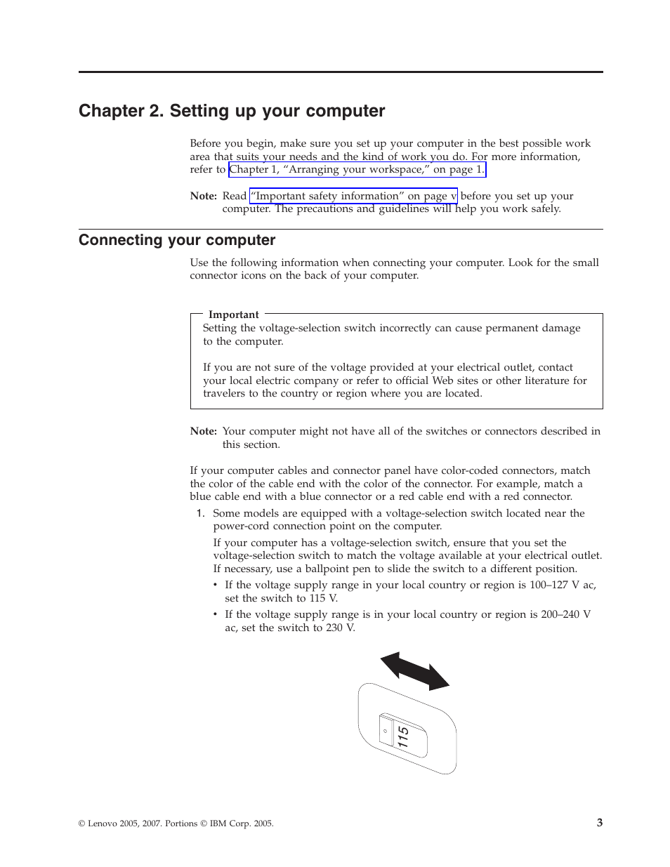 Chapter 2. setting up your computer, Connecting your computer, Chapter | Setting, Your, Computer, Connecting | Lenovo 3000 J Series User Manual | Page 21 / 96