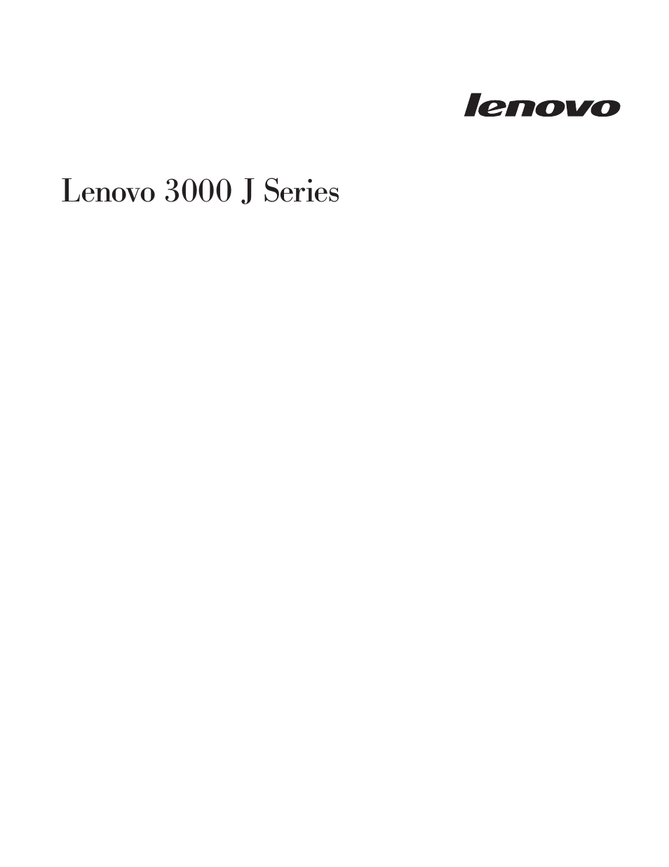 Lenovo, Series | Lenovo 3000 J Series User Manual | Page 3 / 96