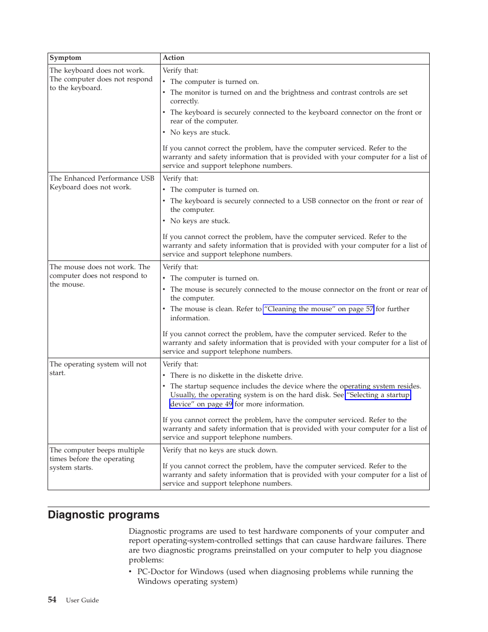 Diagnostic programs, Diagnostic, Programs | Lenovo 3000 J Series User Manual | Page 72 / 96