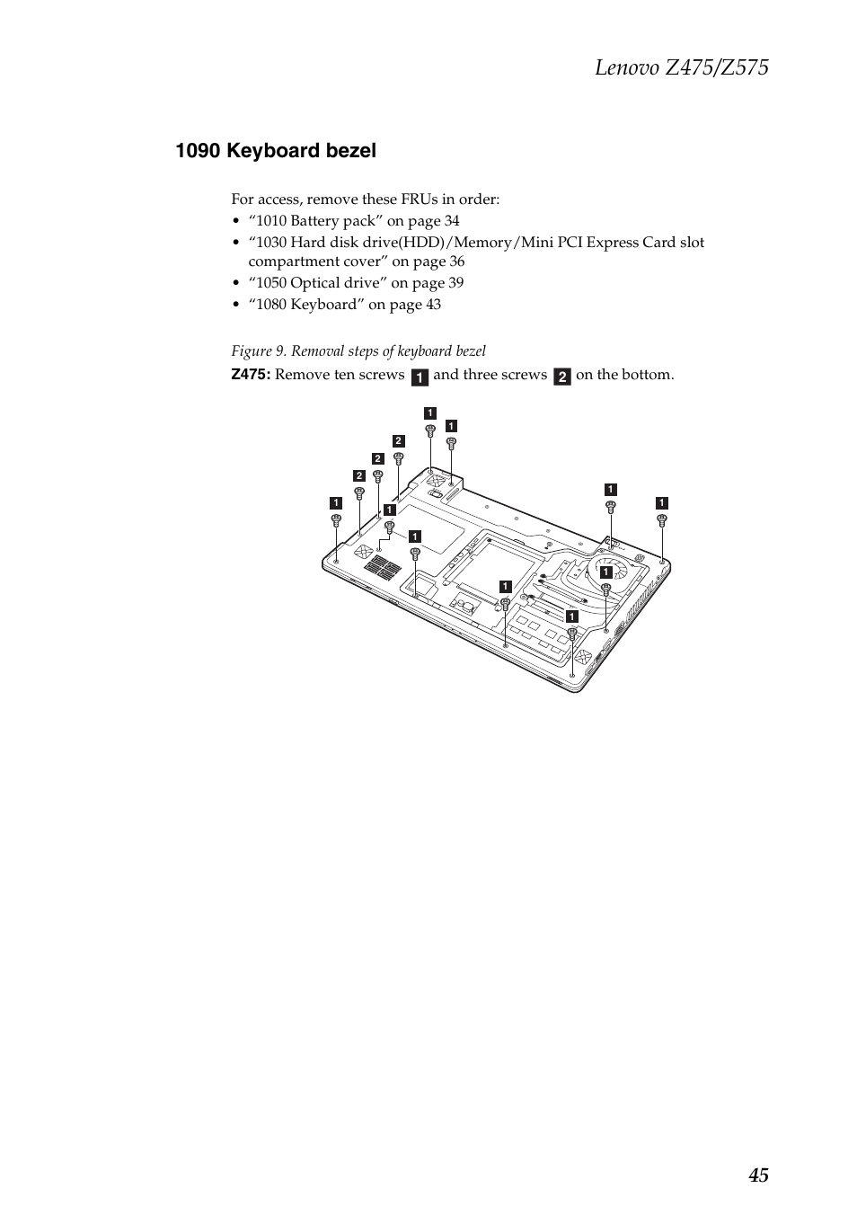 1090 keyboard bezel | Lenovo Z475 User Manual | Page 49 / 104