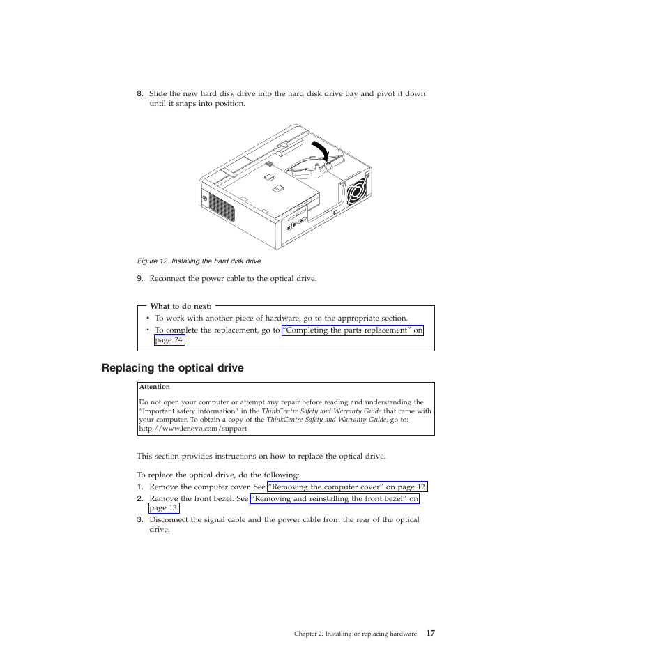 Replacing the optical drive | Lenovo 5354 User Manual | Page 25 / 68