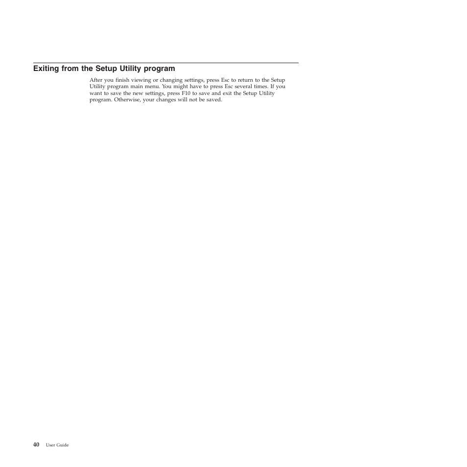 Exiting from the setup utility program | Lenovo 5354 User Manual | Page 48 / 68