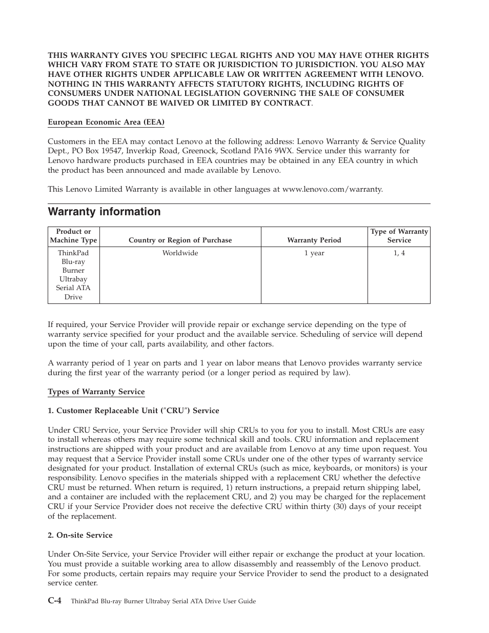 Warranty information, Warranty, Information | Lenovo ThinkPad 43N3224 User Manual | Page 36 / 48