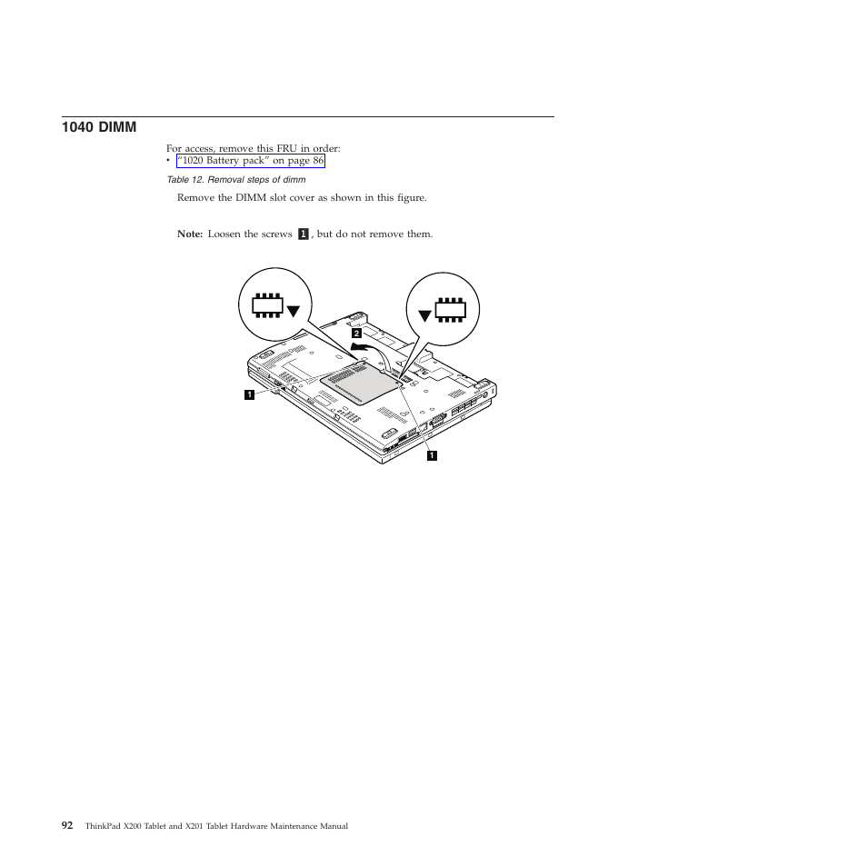 1040 dimm | Lenovo X200 User Manual | Page 100 / 260