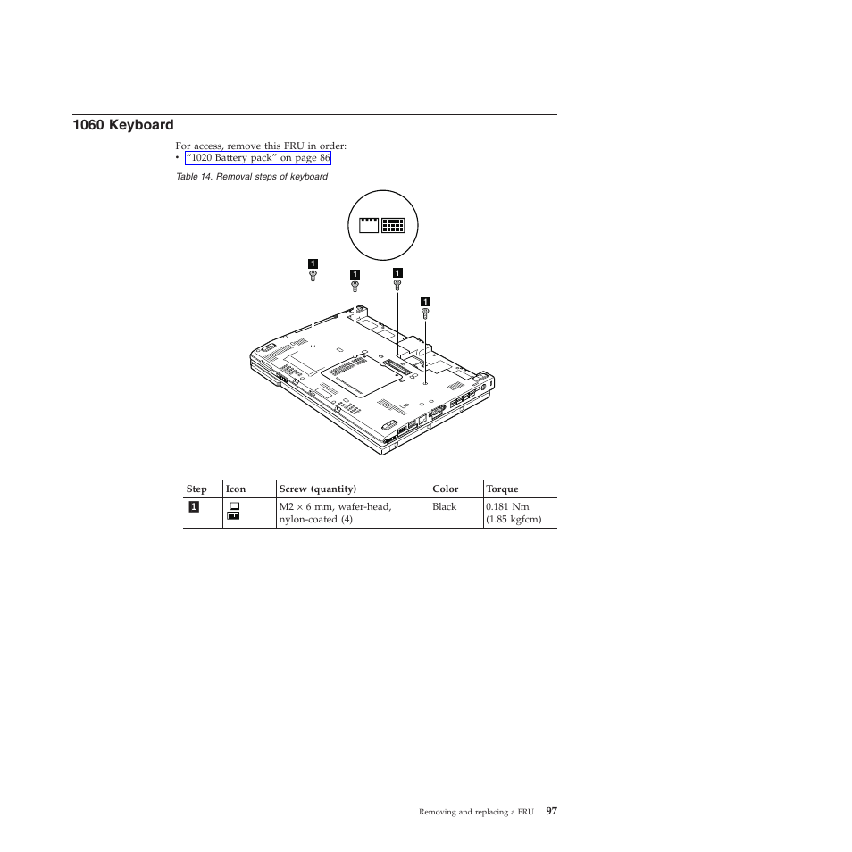1060 keyboard | Lenovo X200 User Manual | Page 105 / 260