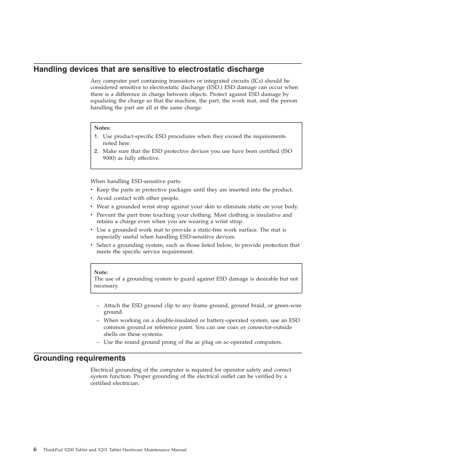 Grounding requirements | Lenovo X200 User Manual | Page 14 / 260