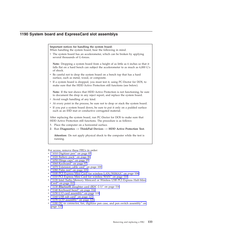 1190 system board and expresscard slot assemblys | Lenovo X200 User Manual | Page 141 / 260