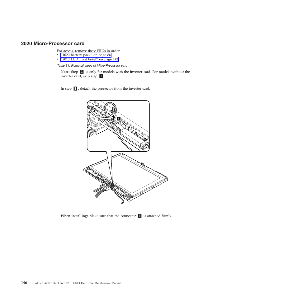 2020 micro-processor card | Lenovo X200 User Manual | Page 154 / 260