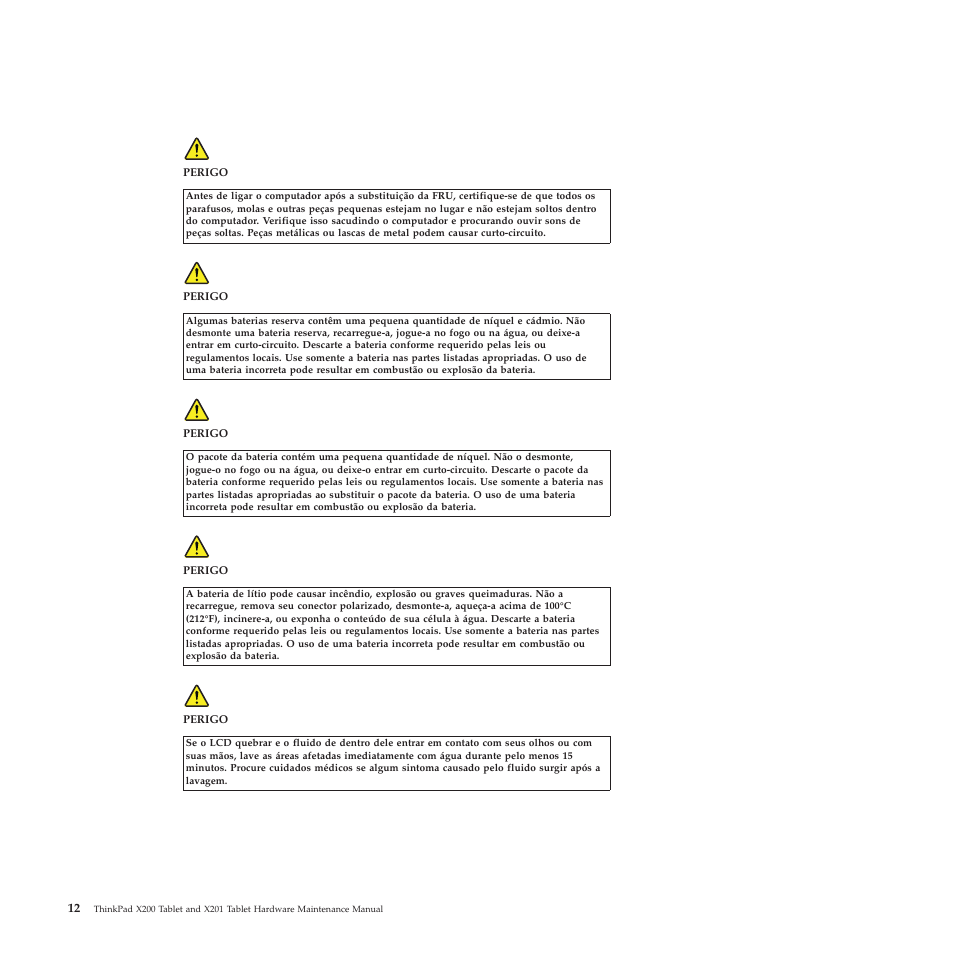 Brazilian portuguese | Lenovo X200 User Manual | Page 20 / 260