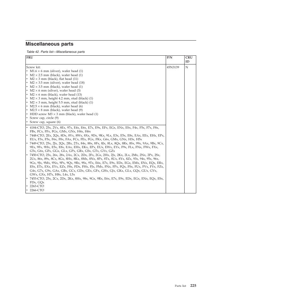 Miscellaneous parts | Lenovo X200 User Manual | Page 233 / 260