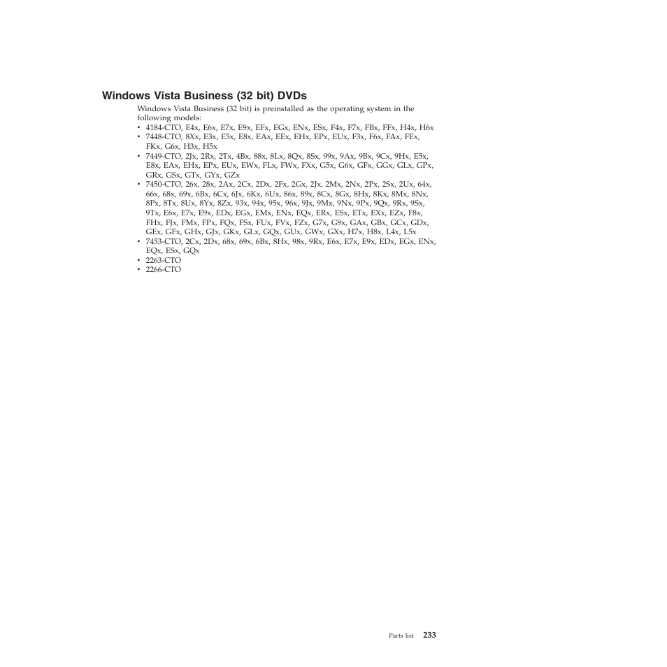 Windows vista business (32 bit) dvds | Lenovo X200 User Manual | Page 241 / 260