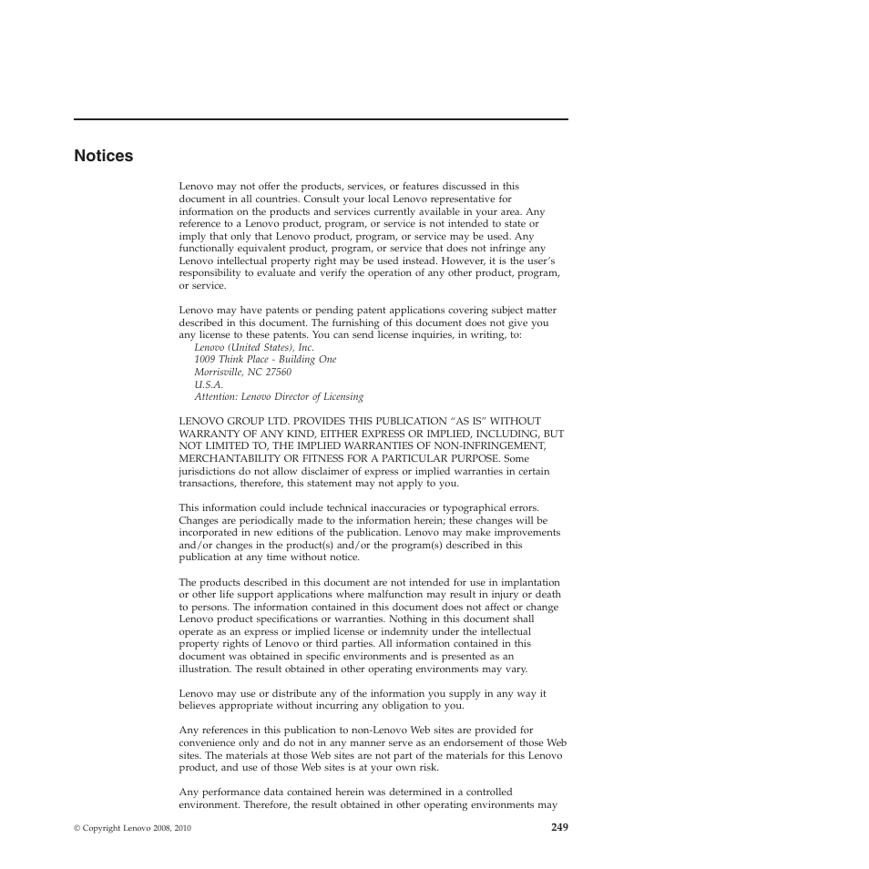 Notices | Lenovo X200 User Manual | Page 257 / 260