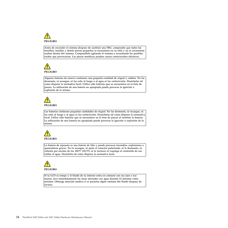 Spanish | Lenovo X200 User Manual | Page 32 / 260