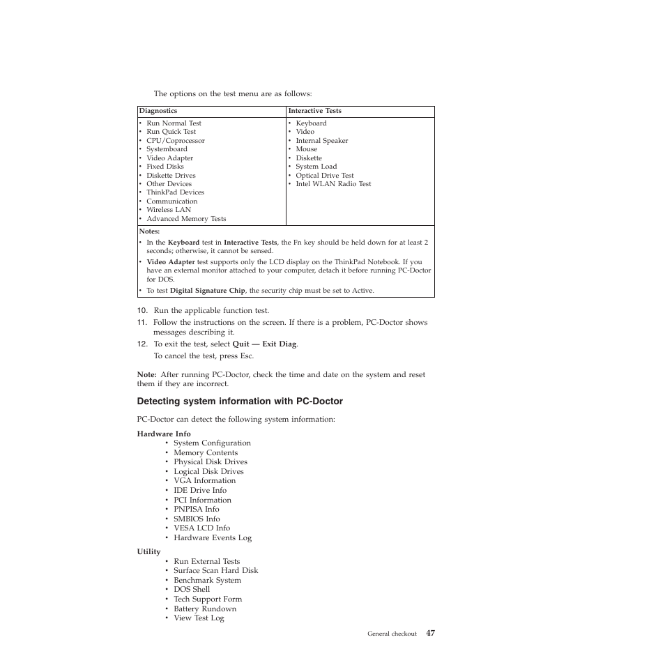 Detecting system information with pc-doctor | Lenovo X200 User Manual | Page 55 / 260