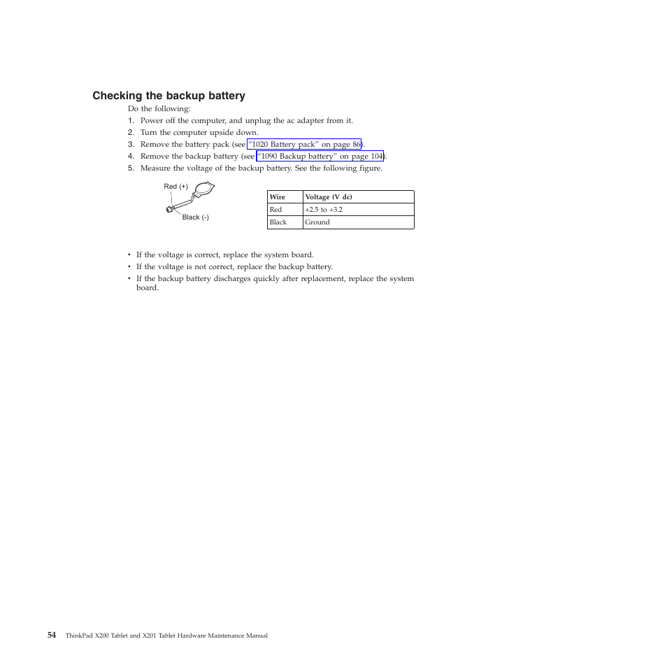 Checking the backup battery | Lenovo X200 User Manual | Page 62 / 260