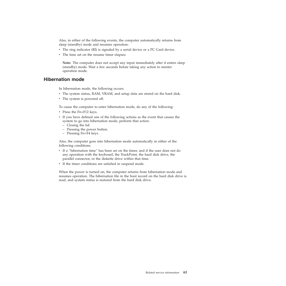 Hibernation mode | Lenovo X200 User Manual | Page 69 / 260