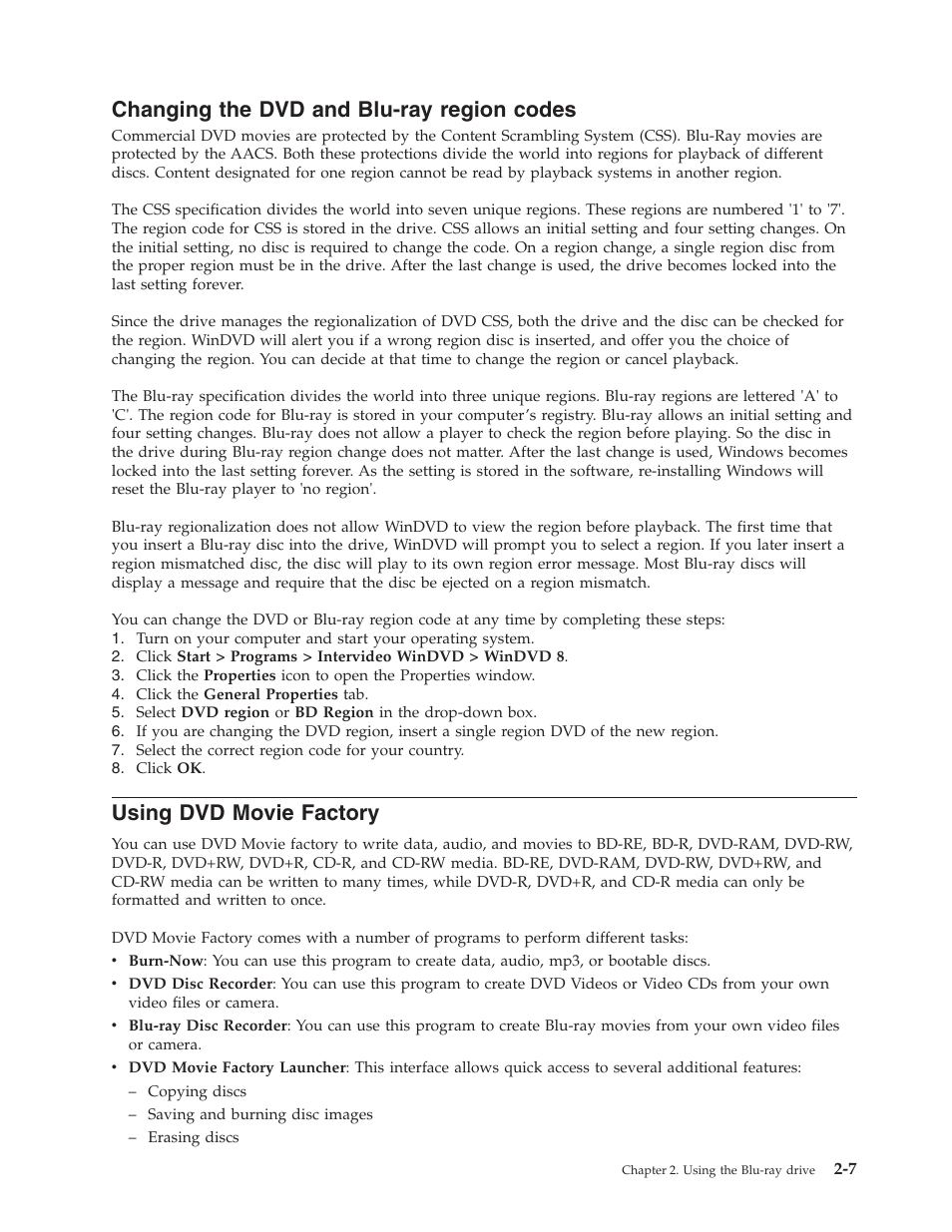 Changing the dvd and blu-ray region codes, Using dvd movie factory, Changing | Blu-ray, Region, Codes, Using, Movie, Factory | Lenovo ThinkPad 43N3201 User Manual | Page 19 / 46