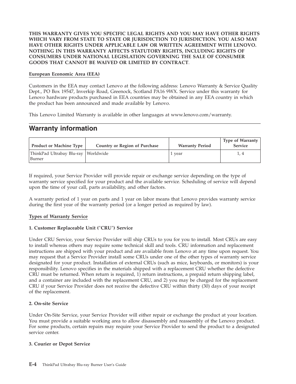 Warranty information, Warranty, Information | Lenovo ThinkPad 43N3201 User Manual | Page 36 / 46