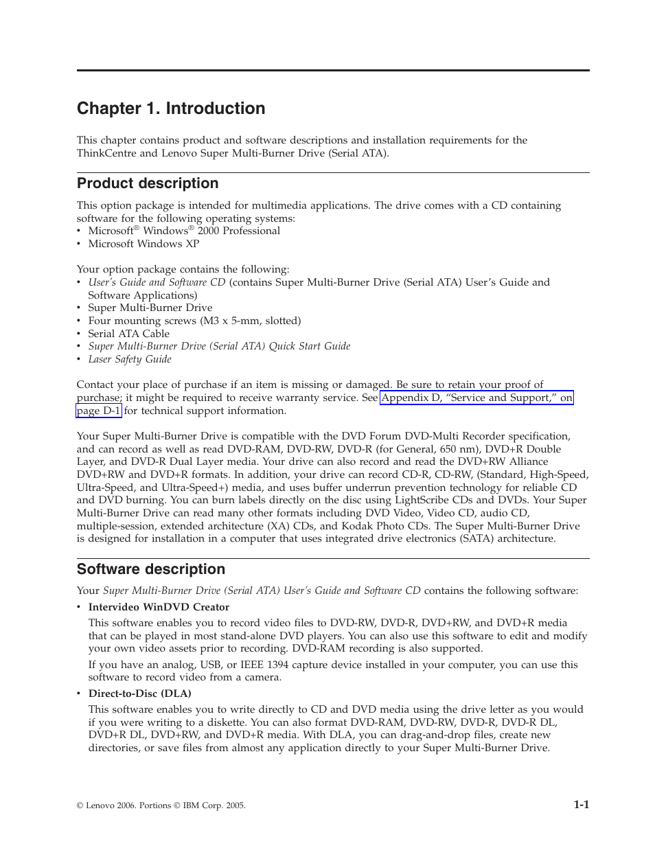 Chapter 1. introduction, Product description, Software description | Chapter, Introduction, Product, Description, Software | Lenovo ThinkCentre 41N5626 User Manual | Page 15 / 72