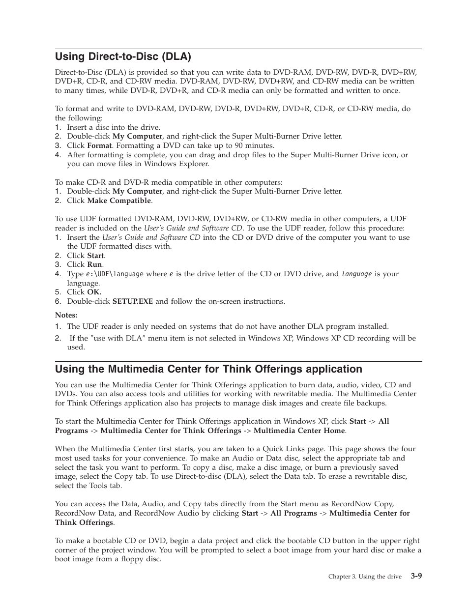 Using direct-to-disc (dla), Using, Direct-to-disc | Dla), Multimedia, Center, Think, Offerings, Application | Lenovo ThinkCentre 41N5626 User Manual | Page 29 / 72