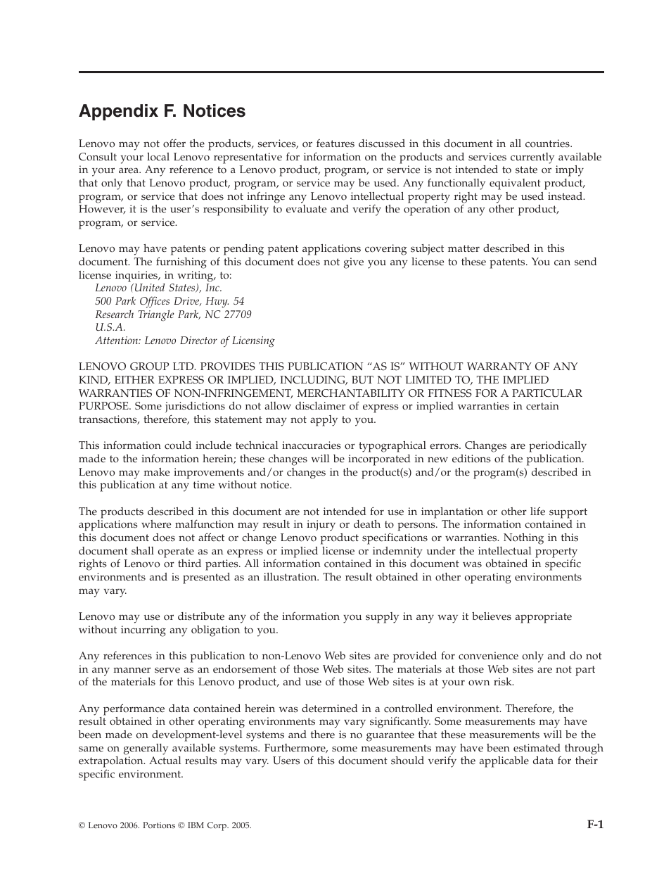 Appendix f. notices, Appendix, Notices | Lenovo ThinkCentre 41N5626 User Manual | Page 65 / 72