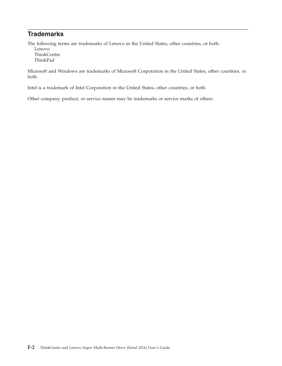 Trademarks | Lenovo ThinkCentre 41N5626 User Manual | Page 66 / 72