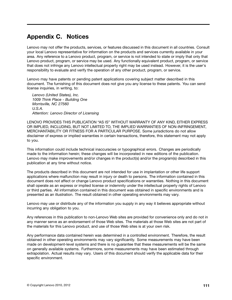 Appendix c. notices | Lenovo 1047 User Manual | Page 123 / 140