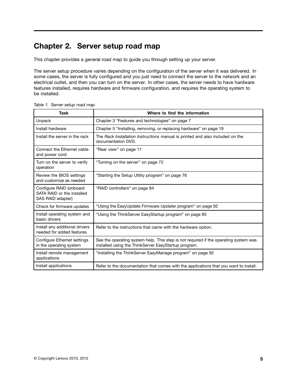 Chapter 2. server setup road map | Lenovo 1047 User Manual | Page 17 / 140