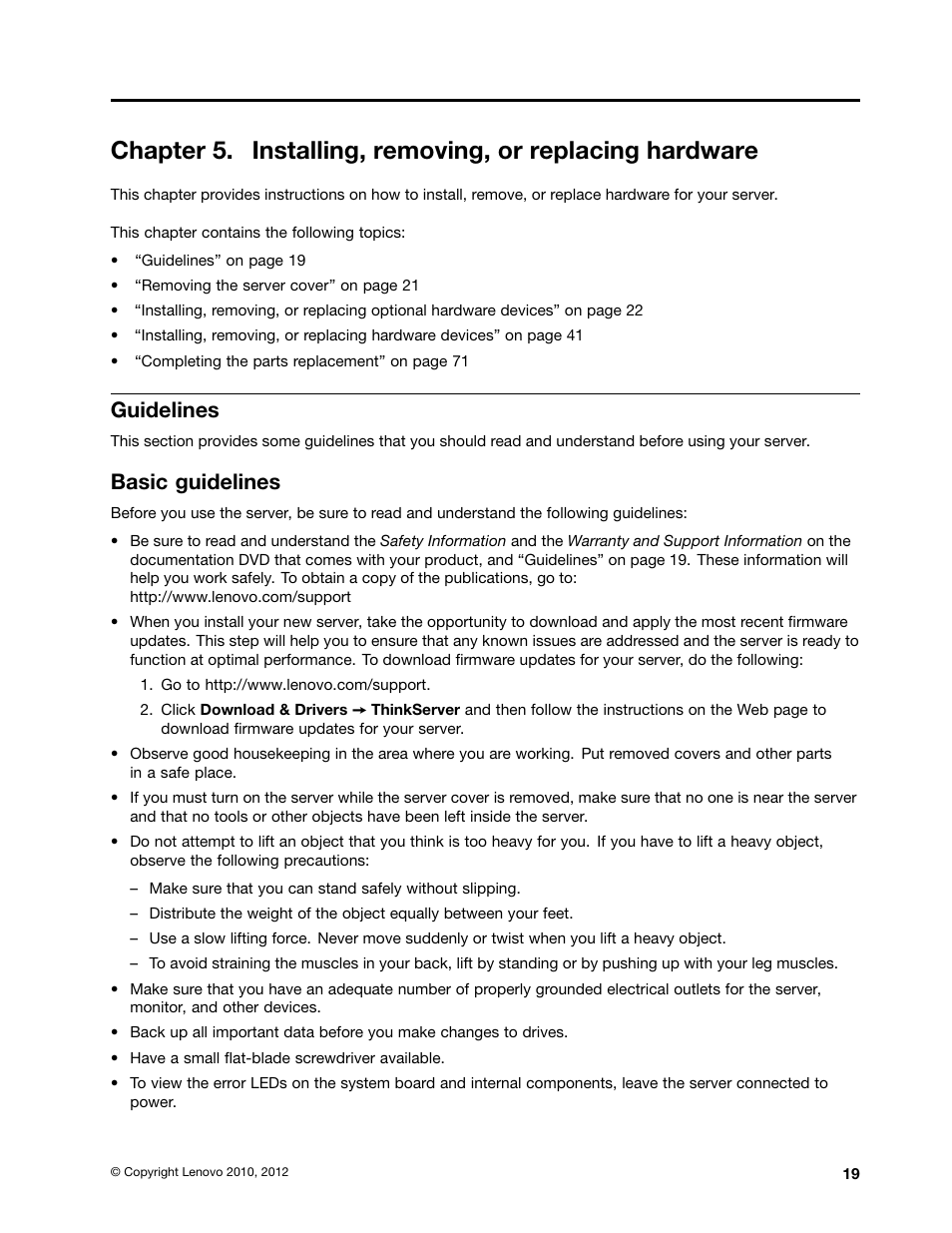 Guidelines, Basic guidelines | Lenovo 1047 User Manual | Page 31 / 140