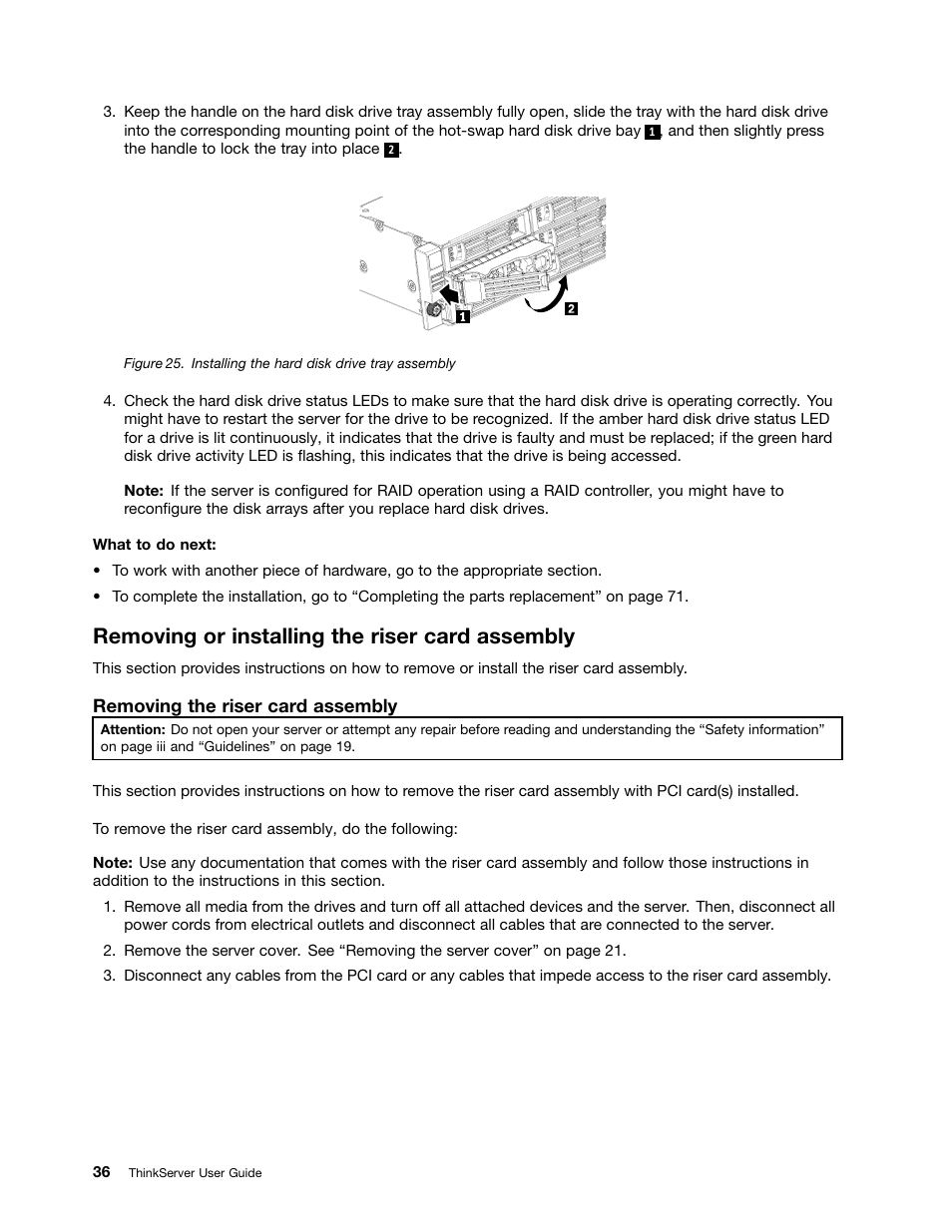 Removing or installing the riser card assembly | Lenovo 1047 User Manual | Page 48 / 140