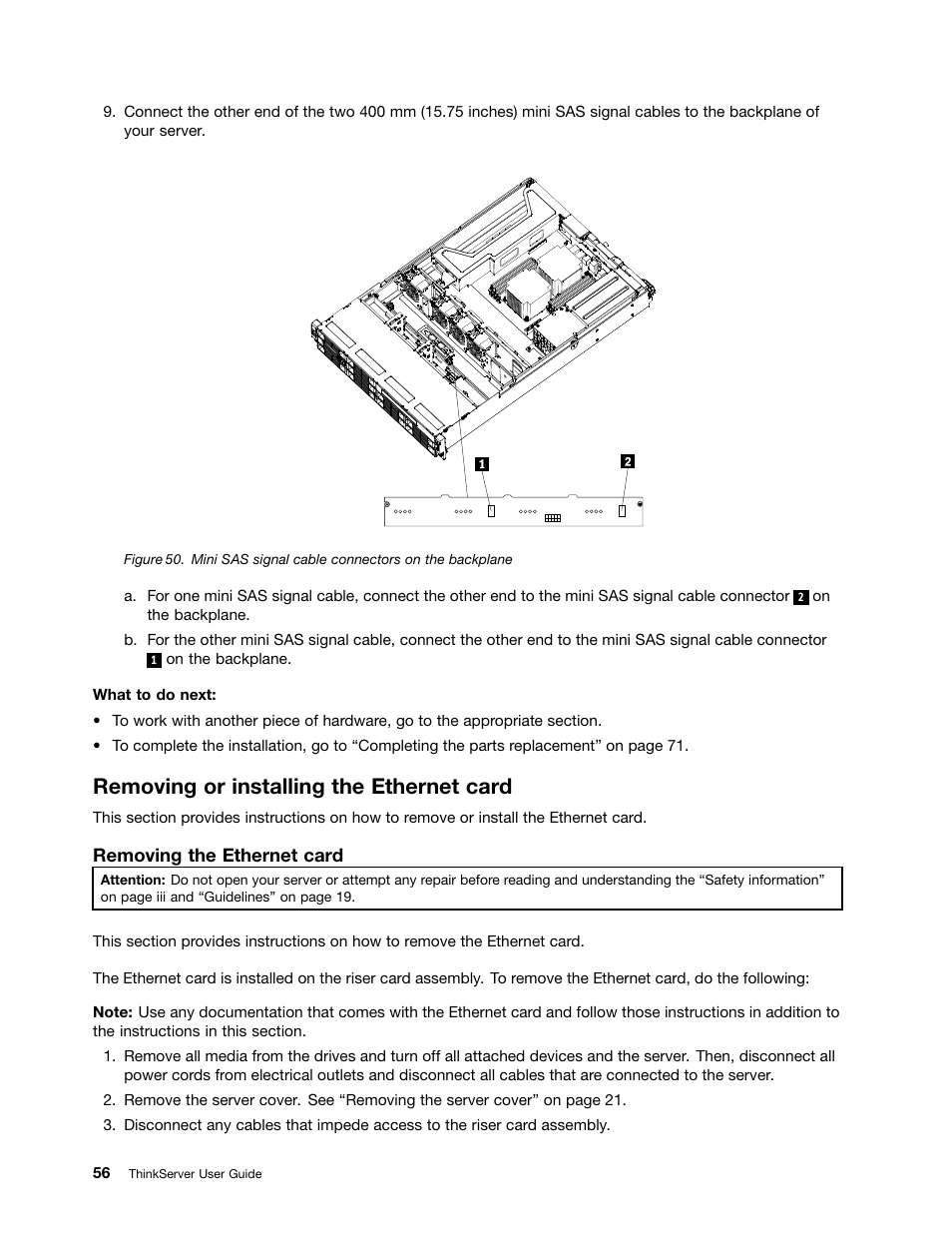 Removing or installing the ethernet card | Lenovo 1047 User Manual | Page 68 / 140